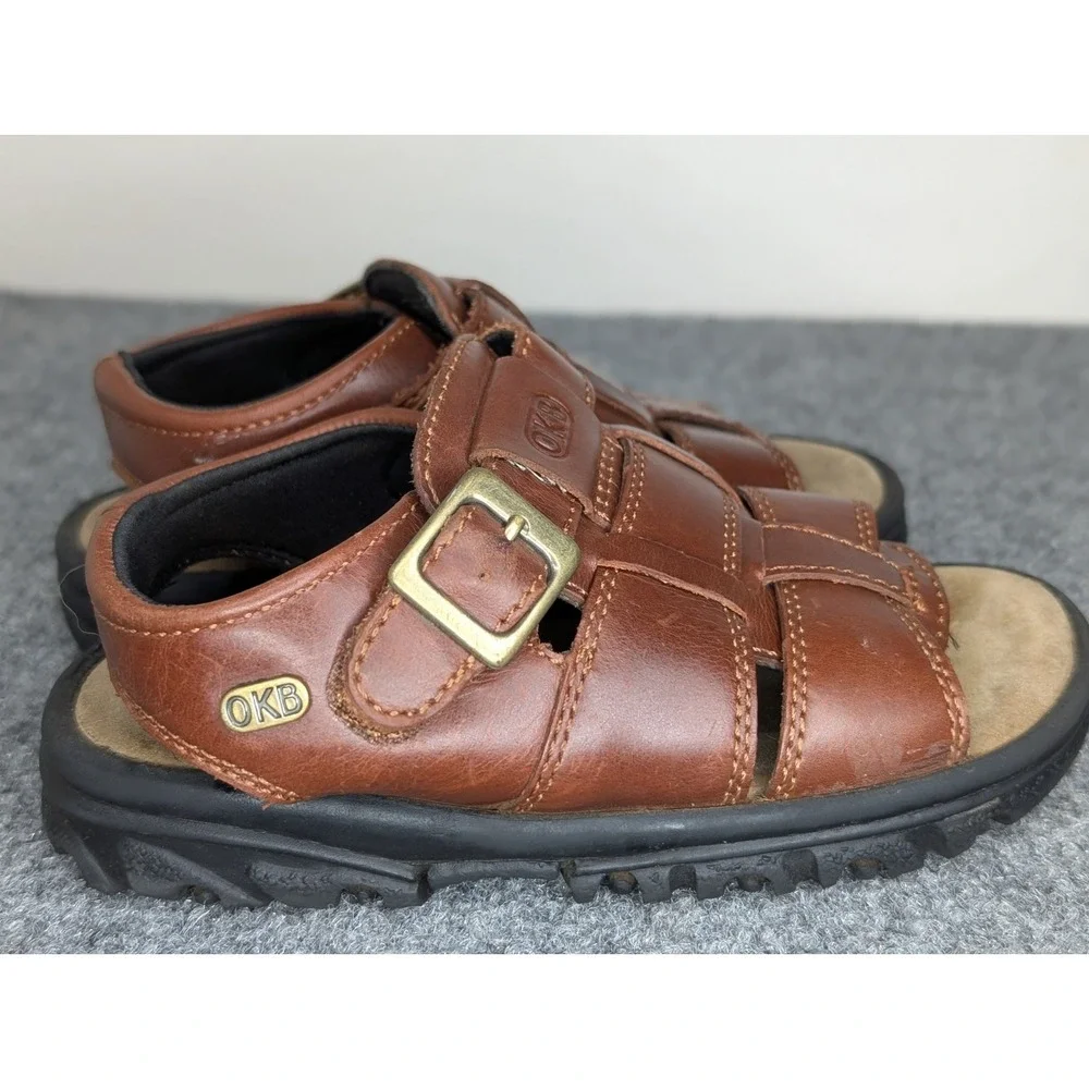Oshkosh B'gosh Toddler Leather Tommy Sandals Size 10M Brown Hook & Loop‎ Buckle
